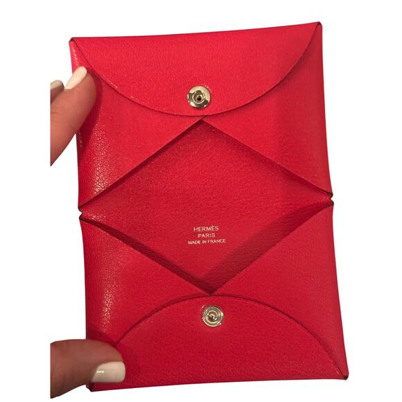 Hermès Calvi Card Holder Extreme Rose BNIB Chamkila Goatskin Wallet - Picture 3 of 5